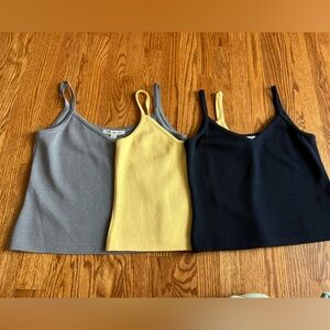 ST. JOHN COLLECTION SZ P KNIT TANK TOP BUNDLE OF THREE! Navy blue, yellow, gray